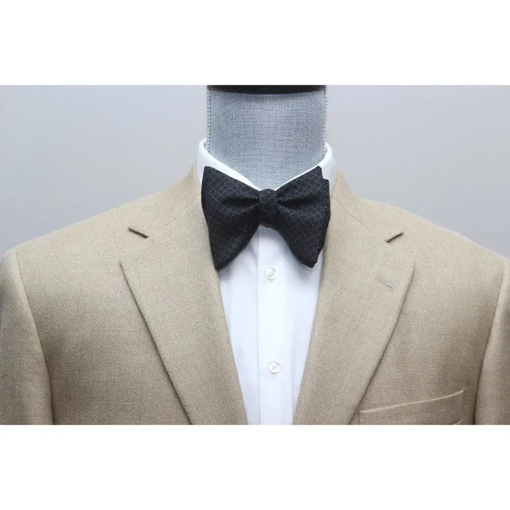 Men's Self tied Bow Tie Silk Bowtie Big Butterfly Bow tie‎ S619 Black Plaid